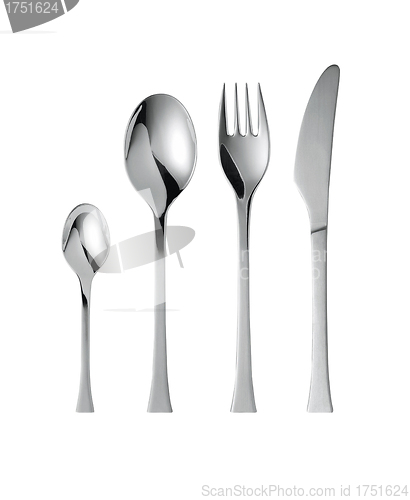 Image of fork ,knife and spoon on a white background