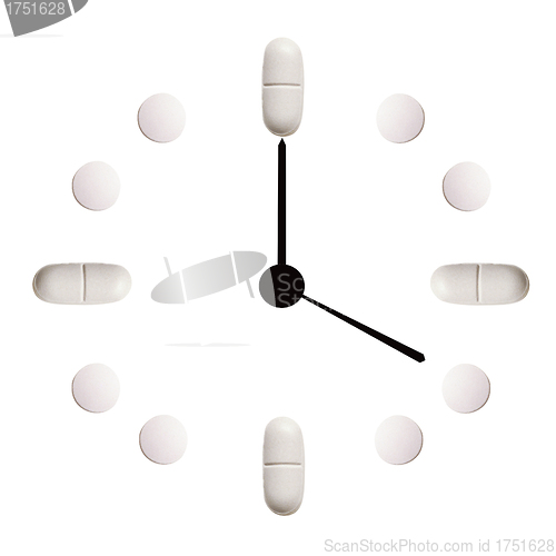 Image of medicinal hours from tablets - concept medical