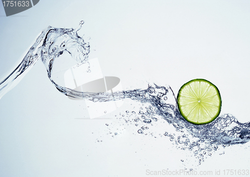 Image of lime in spray of water