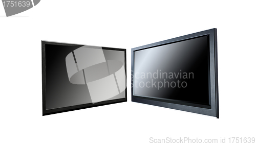 Image of Two modern led tv panel isolated on white