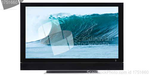 Image of Lcd screen with wave wallpaper