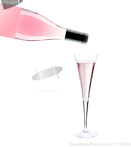Image of Pink champagne bottle and glass
