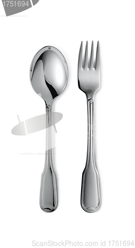 Image of fork and spoon isolated on white