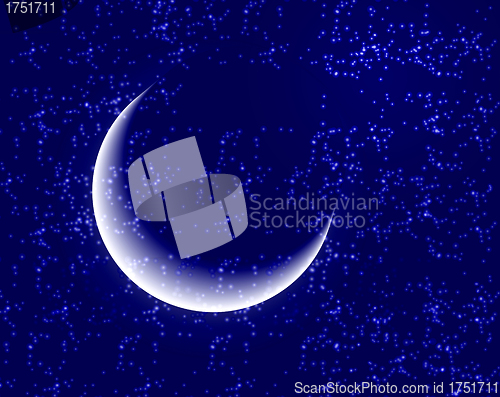 Image of Space background with bright stars and moon