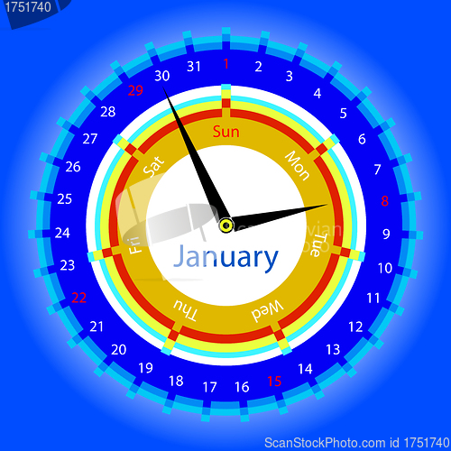 Image of Creative idea of design of a Clock with circular calendar for 20