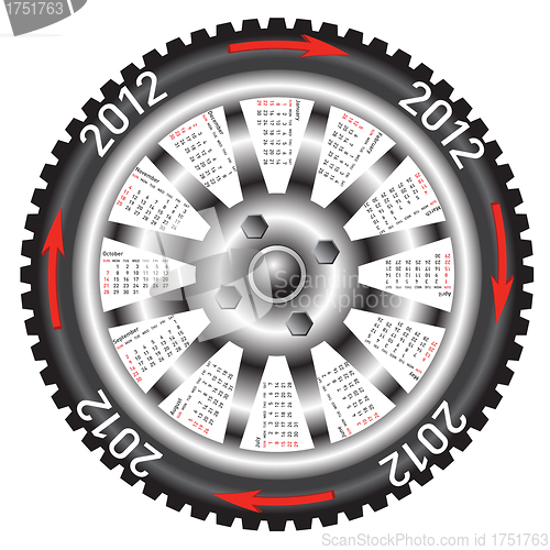 Image of Calendar 2012 year  wheel car. 