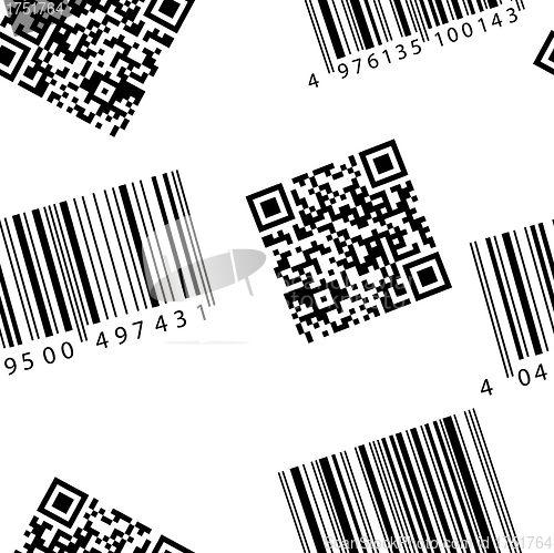 Image of Barcode and qr-code. Seamless vector wallpaper.  