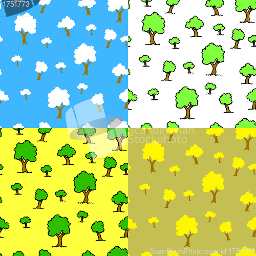 Image of A seamless wallpaper with tree,autumn leaf background 