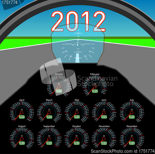 Image of Stylish calendar  in the form of instruments in the cockpit for 