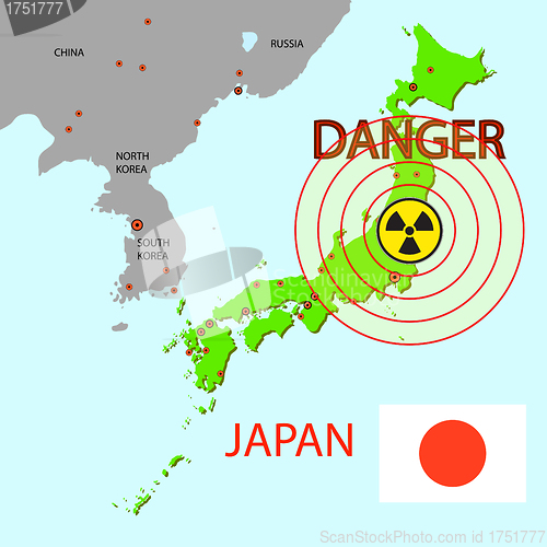 Image of Japan map with danger on an atomic power station