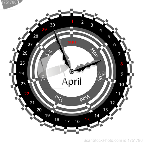 Image of Creative idea of design of a Clock with circular calendar for 20