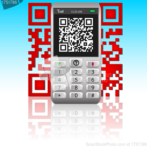 Image of Smartphone with QR code. 