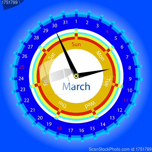 Image of Creative idea of design of a Clock with circular calendar for 20