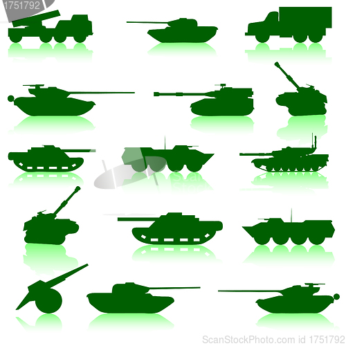 Image of Collection set of tanks of guns 