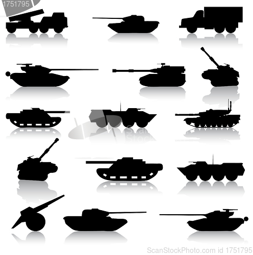 Image of Collection set of tanks of guns 