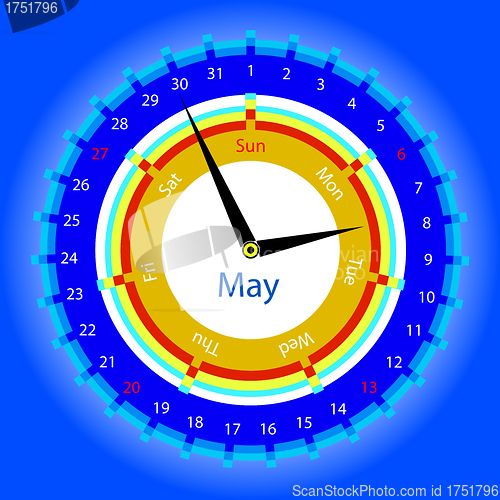 Image of Creative idea of design of a Clock with circular calendar for 20