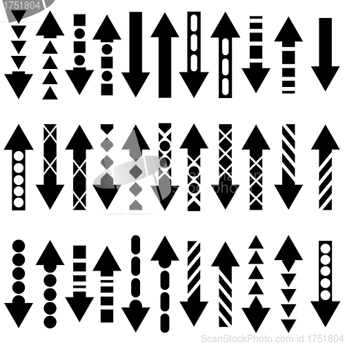 Image of A vector set of useful black arrows. Vector illustration.