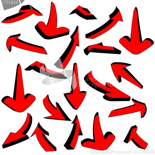 Image of Vector set of red arrows