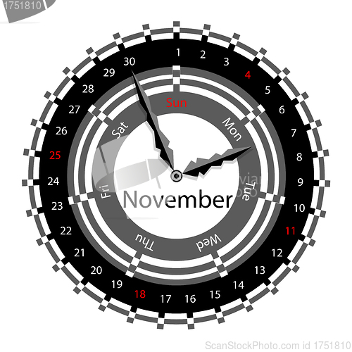 Image of Creative idea of design of a Clock with circular calendar for 20