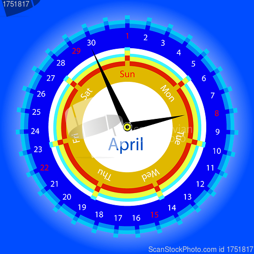 Image of Creative idea of design of a Clock with circular calendar for 20