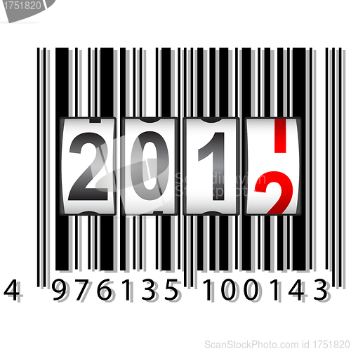 Image of 2012 New Year counter, barcode, vector.