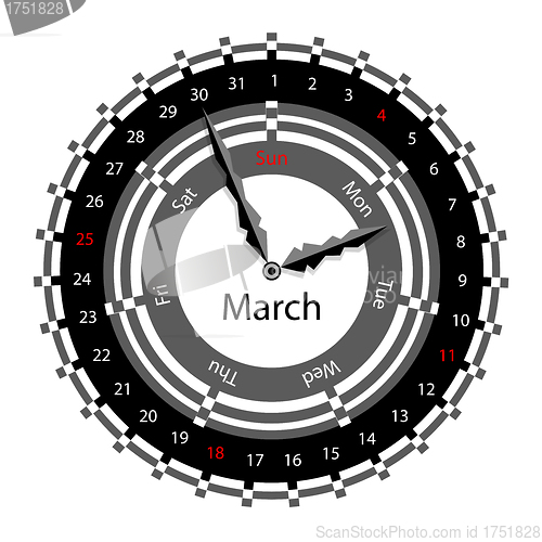 Image of Creative idea of design of a Clock with circular calendar for 20