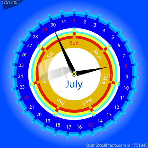 Image of Creative idea of design of a Clock with circular calendar for 20