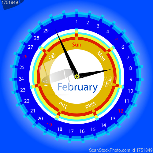 Image of Creative idea of design of a Clock with circular calendar for 20