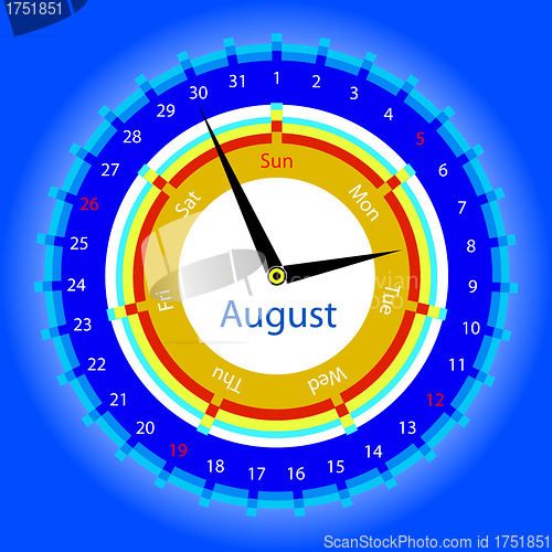 Image of Creative idea of design of a Clock with circular calendar for 20
