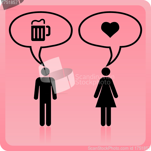 Image of Vector Man & Woman icon over pink background