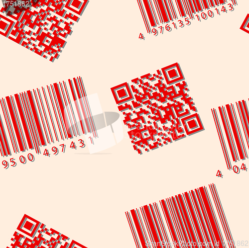 Image of Barcode and qr-code. Seamless vector wallpaper.  