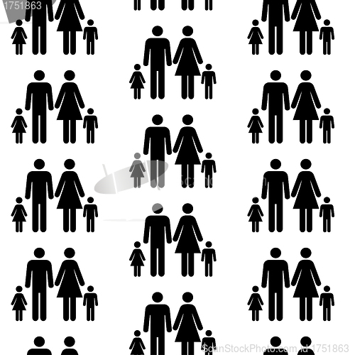 Image of Seamless pattern with silhouettes of the person of different col
