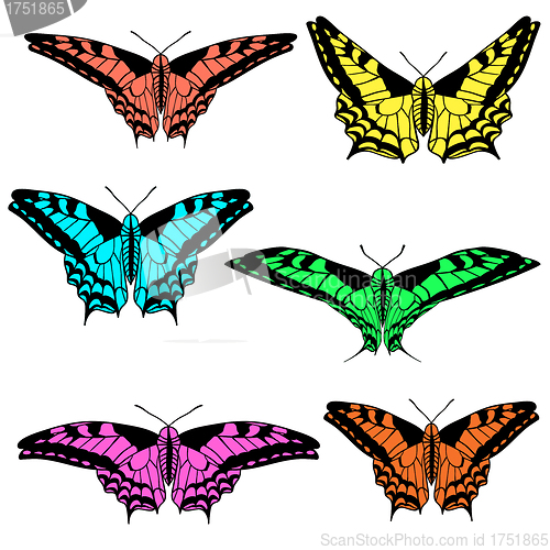 Image of Vector set of beautiful butterflies.