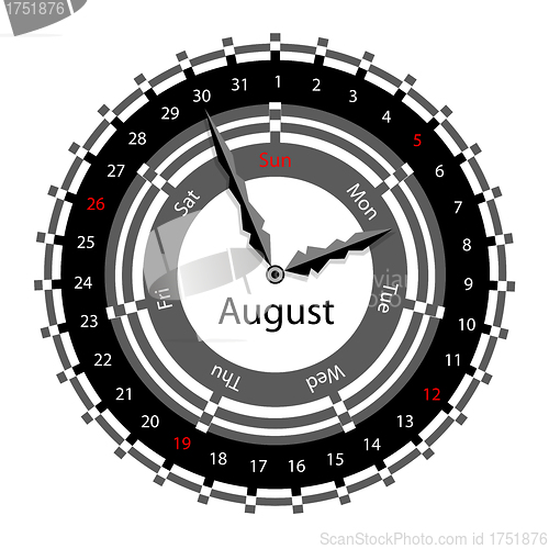 Image of Creative idea of design of a Clock with circular calendar for 20