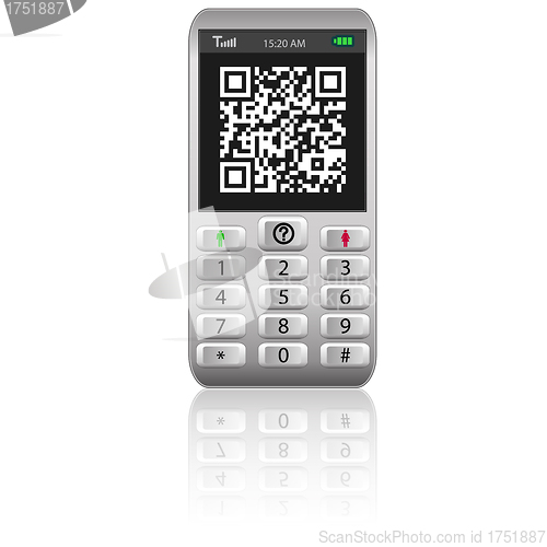 Image of Smartphone with QR code. 