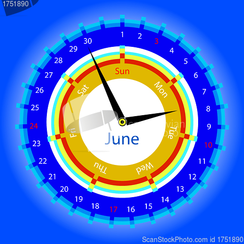 Image of Creative idea of design of a Clock with circular calendar for 20