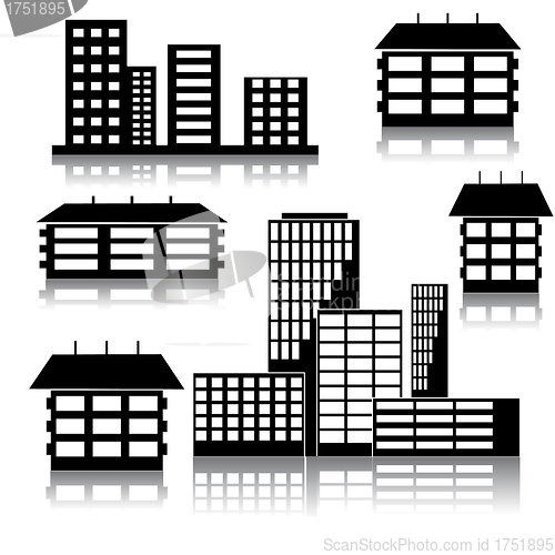Image of different kind of houses and buildings - Vector Illustration