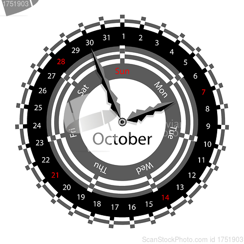 Image of Creative idea of design of a Clock with circular calendar for 20