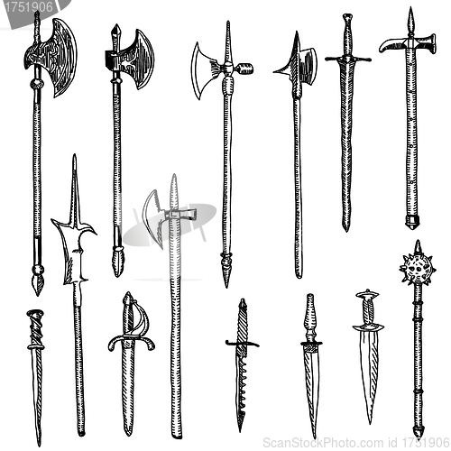 Image of Weapon collection, medieval weapons