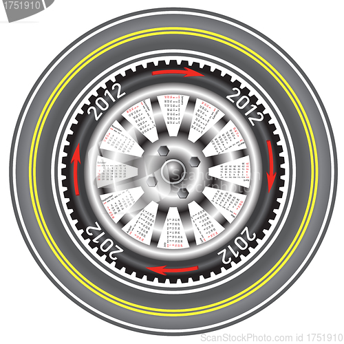 Image of Calendar 2012 year  wheel car. 