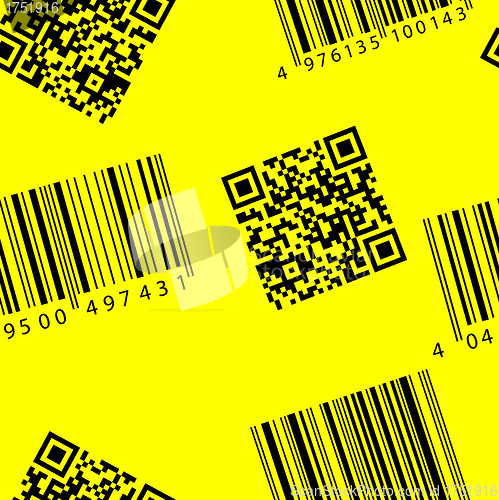 Image of Barcode and qr-code. Seamless vector wallpaper.  