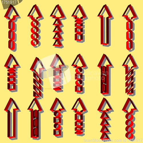 Image of Vector set of red arrows