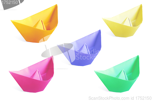 Image of Colorful paper ships isolated on a white background