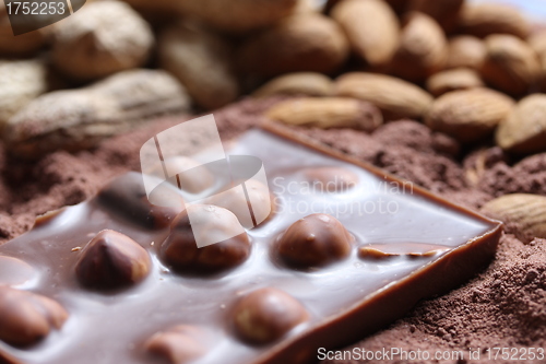 Image of nut chocolate background