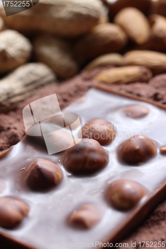 Image of nut chocolate background
