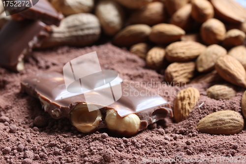Image of nut chocolate background
