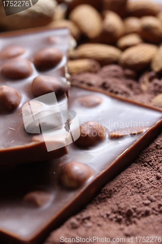Image of nut chocolate background