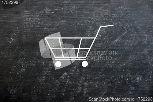 Image of Chalk drawing of Shopping cart on a smudged blackboard