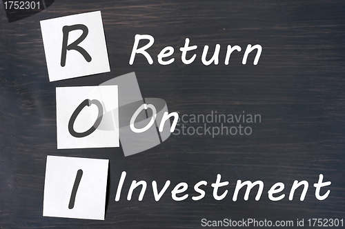 Image of ROI acronym for Return on Investment