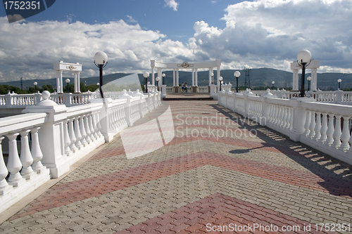 Image of Balcony with white columns.